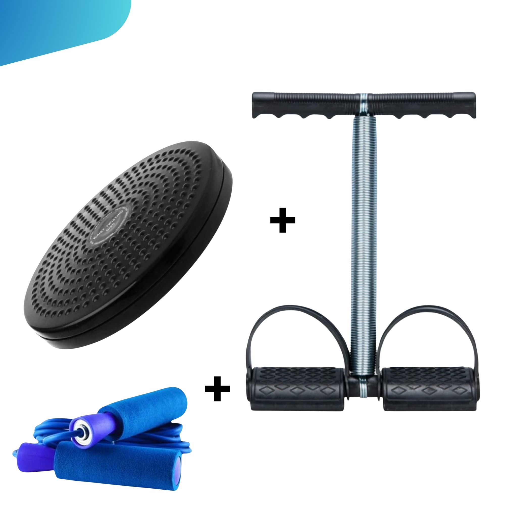 COMBO DEAL OF SINGLE SPRING TUMMY TRIMMER +TWISTER PLATE + JUMP ROPE FOR EXERCISE