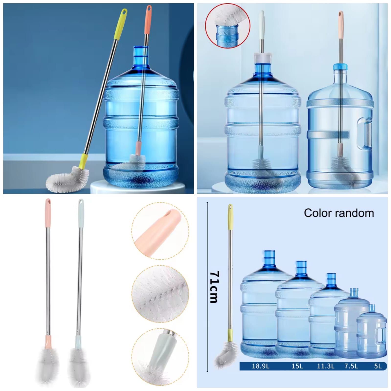 19Ltr Water Can Cleaning Brush 360° Rotating Long Handle Cleaner Brush