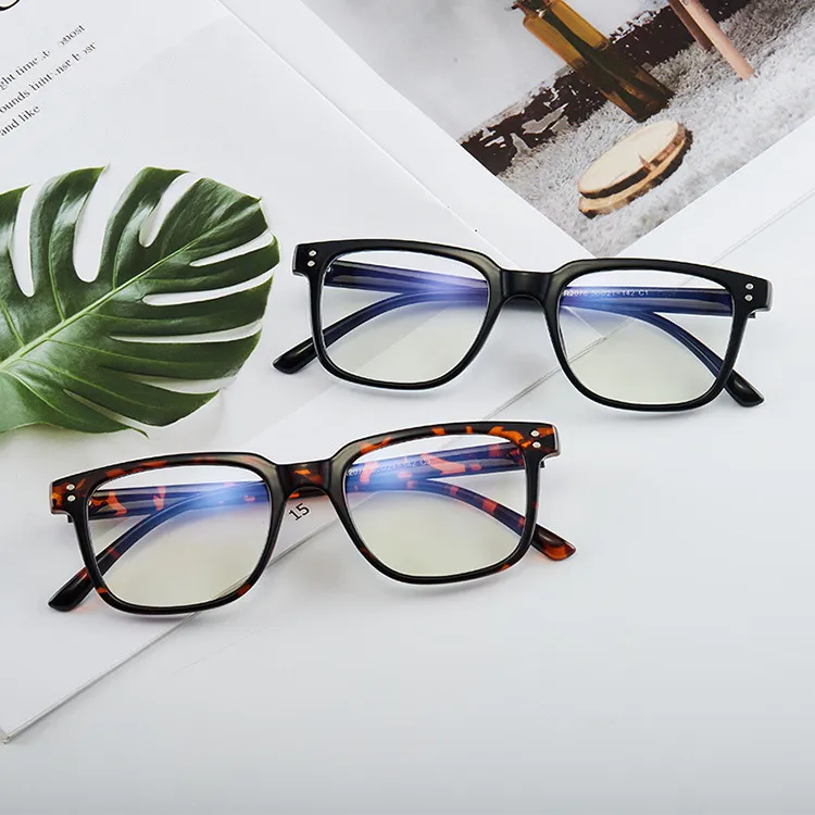 High-Grade Plastic Transparent Square Frame Glasses for Men - Clear Lens Anti-Blue Light Spectacles for Unisex Use