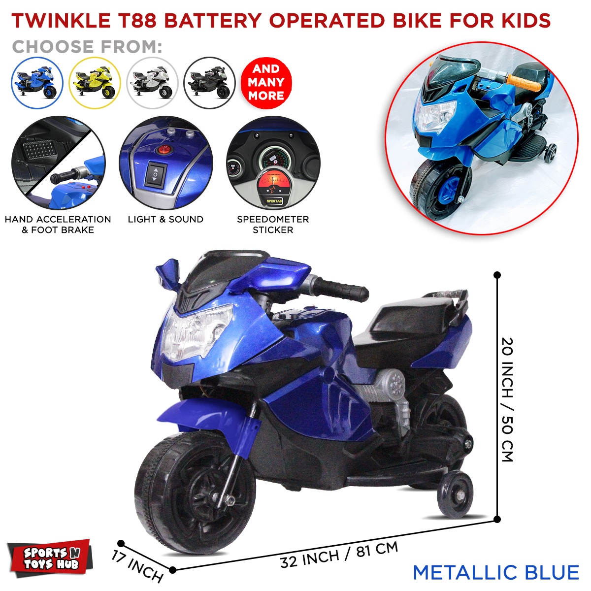 Twinkle T88 Battery Operated Electric Ride On Sport Bike For Kids