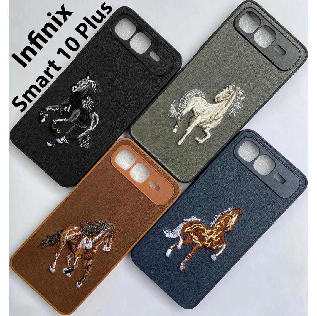 Infinix Smart 10 Plus Polo Embroidered Leather Back Cover – Premium Horse Design Shockproof Case