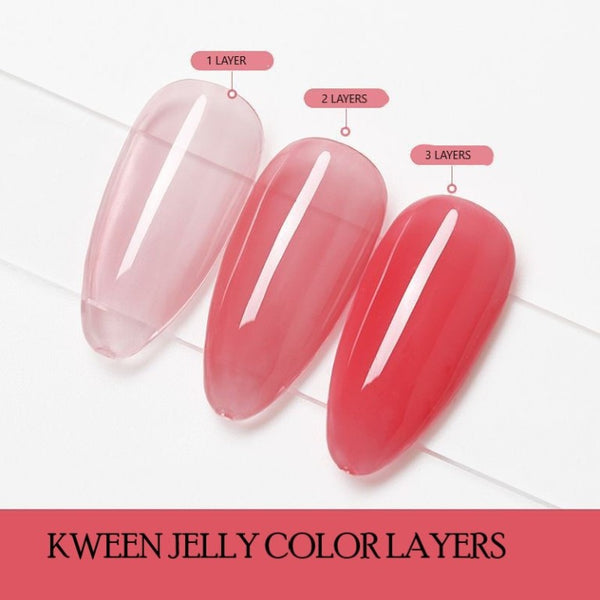 KWEEN 10ml Jelly Red Color Translucent Soak Off UV Gel Nail Polish For Nail Art