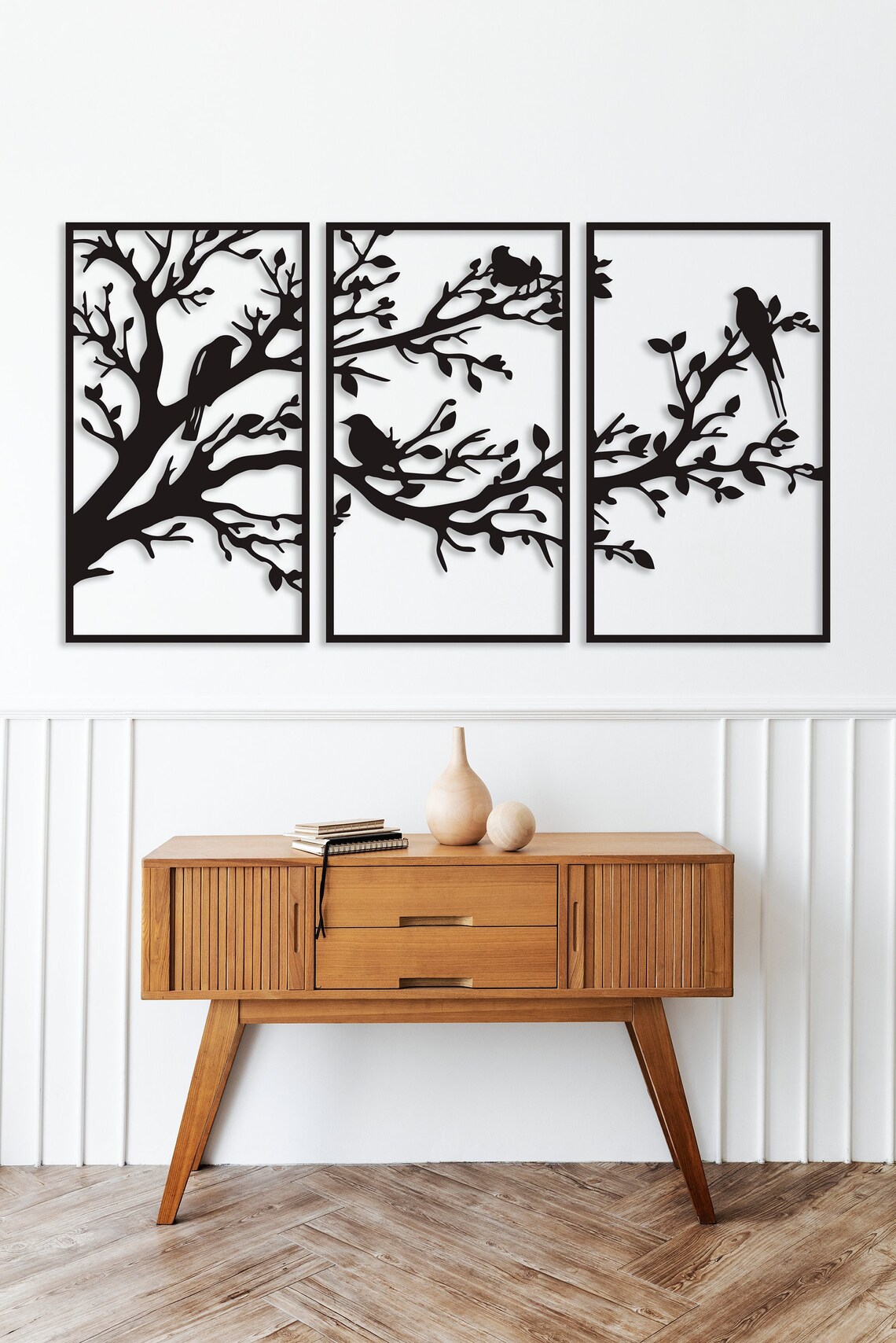 Birds on Tree Branches Wall Art laser cut wooden wall art decor 3 tree wall art  wall decor, home decor, decorative wall panels