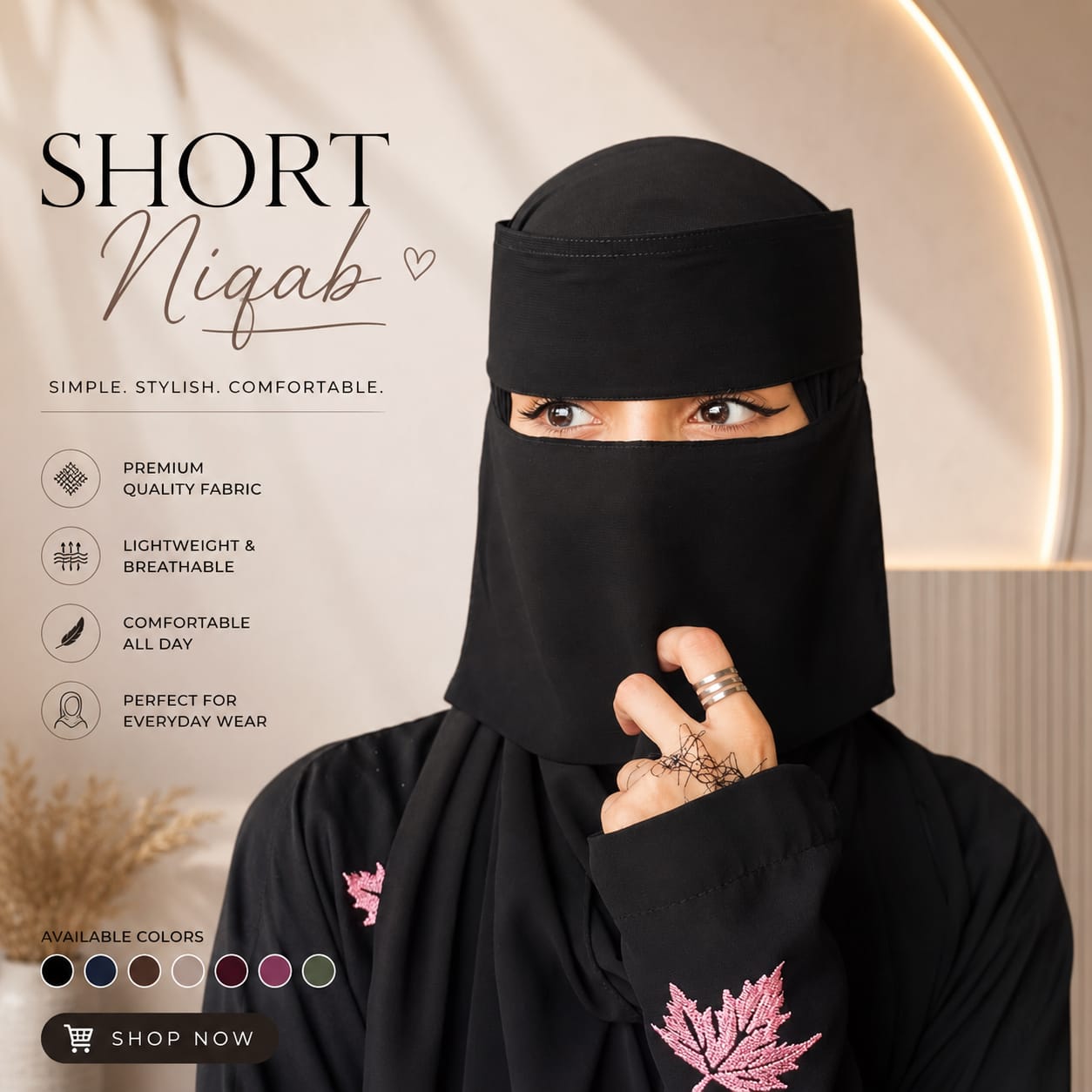 Short Length Forehead Saudi Niqab Ready-to-Wear Hijab, Extra Small, 7X11 High-Quality Lightweight Imported Chiffon and Georgette, Comfortable and Modest