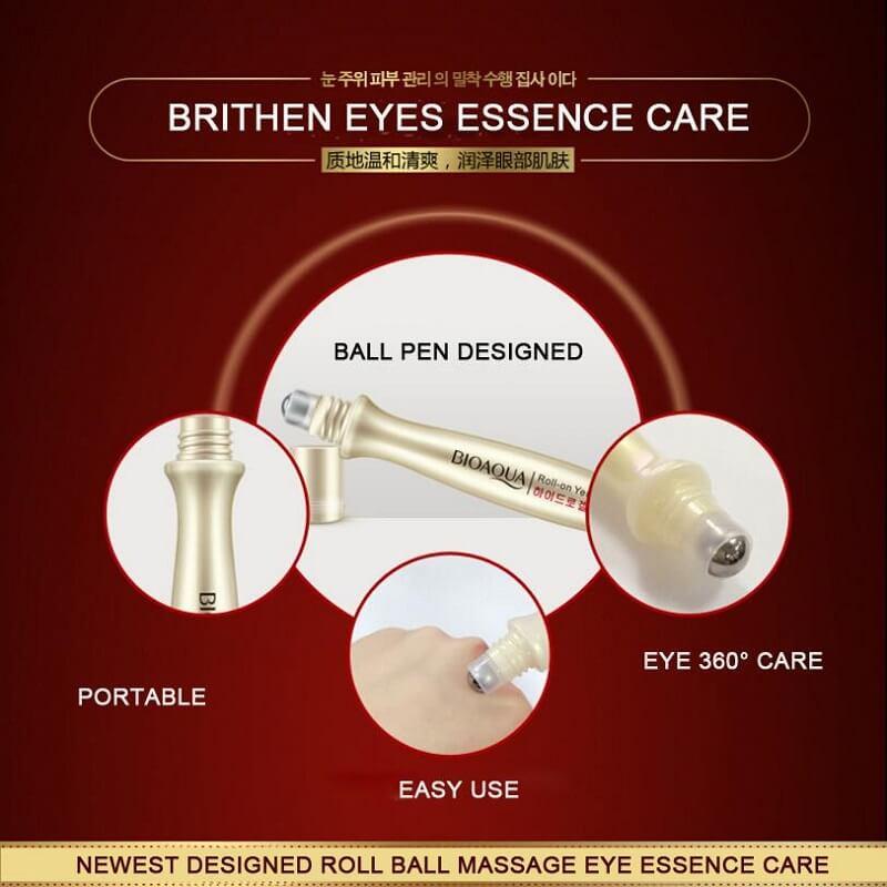 BIOAQUA Eye Bag Removal Esence Serum Anti Wrinkle Remove Dark Circles & Fine Lines Eye Ball Roller 15ml