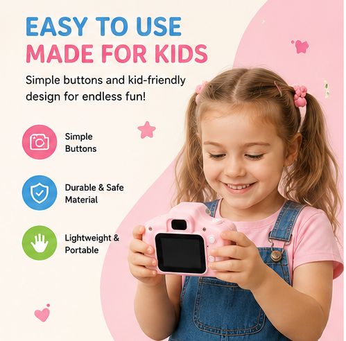 Mini HD Digital Camera for Kids 1080P with Color Display Screen Rechargeable Battery Photo and Video Recording Educational Toy Camera Birthday Gift for Girls Boys Princess Pink Royal Blue Emerald Mint Green Portable Camcorder with Memory Card Slot