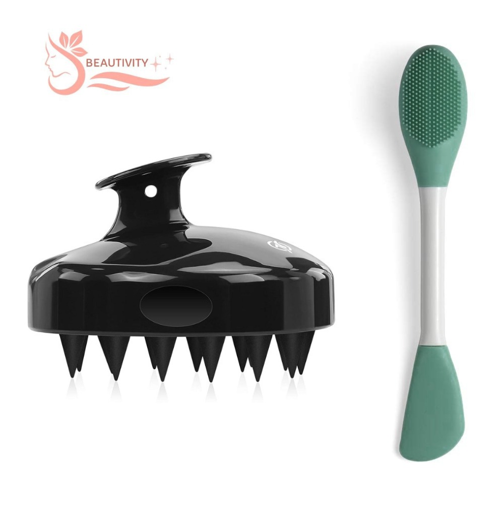 Silicone Double Head Mask Brush, Silicone Face Wash Brush, & Silicone Shampoo Brush Clean The Scalp , Mud Film Special Scraper Applicator, Facial Cleansing Brush, Cleaning Tool