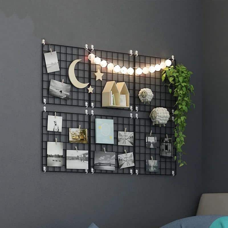 Metal Mesh Grid Panel Wall Decor - Multi-Function Organizer for Home Display