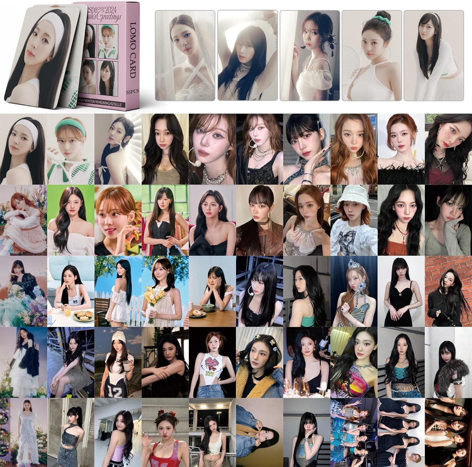 Set De 55 Cartes Photo Aespa (KARINA, WINTER…) | Taille 5.5x8.5 Cm | Non Répétitives | Collection Fans K-pop | Cadeau Pour Filles - 12