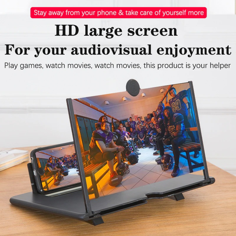 F3 Mobile Screen Magnifier 3D Enlarged Display Stand for Smartphones Eyes Protection HD Video Amplifier Foldable Phone Holder Stand Movie Screen Expander for Home Theater Bedroom Office Gift for Family Friends