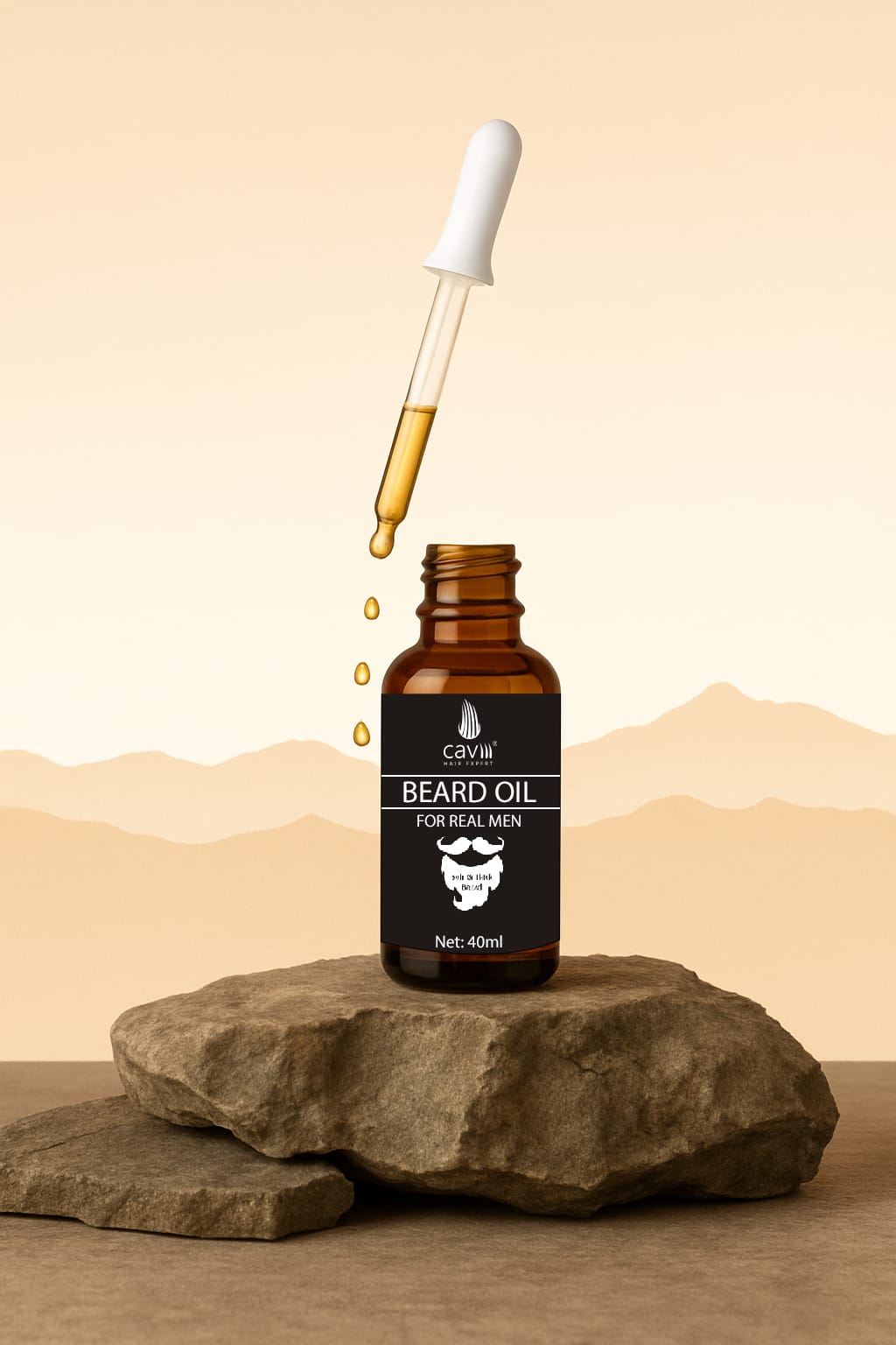 Caviii Beard Oil for hair regrowth with free Derma roller 0.5mm