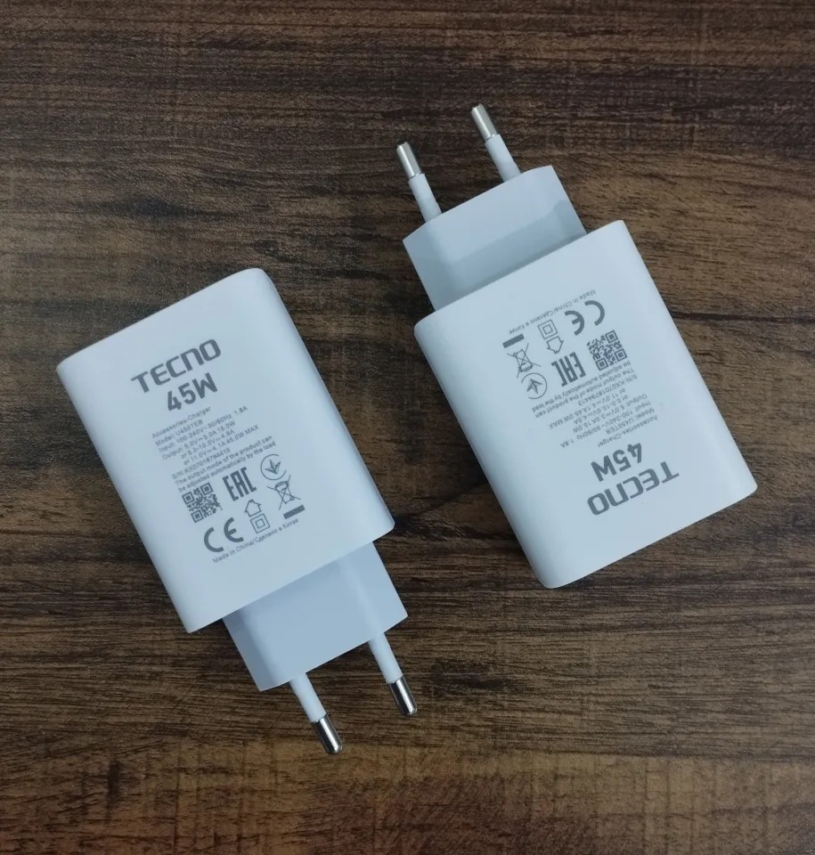 Original TECNO 45W Charger POVA 4 Pro And POVA 5 With Type C Cable & Without Cable Tecno 45 Watt Supercharge Mobile Charger Compatible with Camon, Phantom, Pova Series Tecno 45 Watt Charger