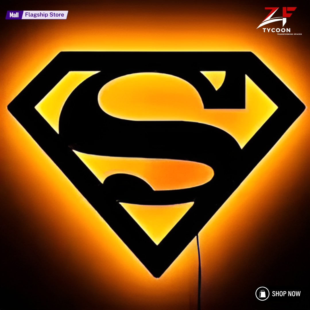 ZF Superman Lamp, Led Gaming Room, Wall Decor Night Lamp, for Gift, Kids Room, Gaming Setup, Gaming Room, Man Cave,Led Lamp,Decore
