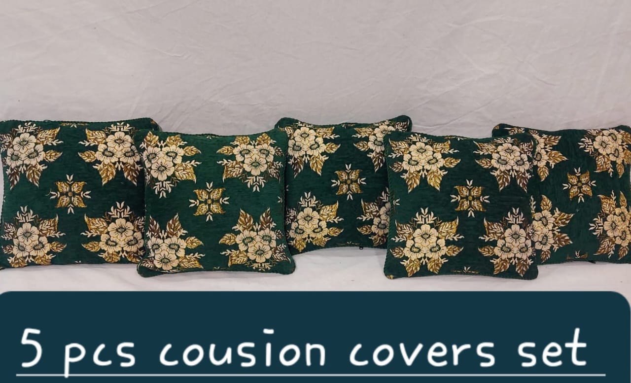 Velvet Jacquard Cushion Covers 5pcs Set Lifetime Color and Fabric Gaurantee