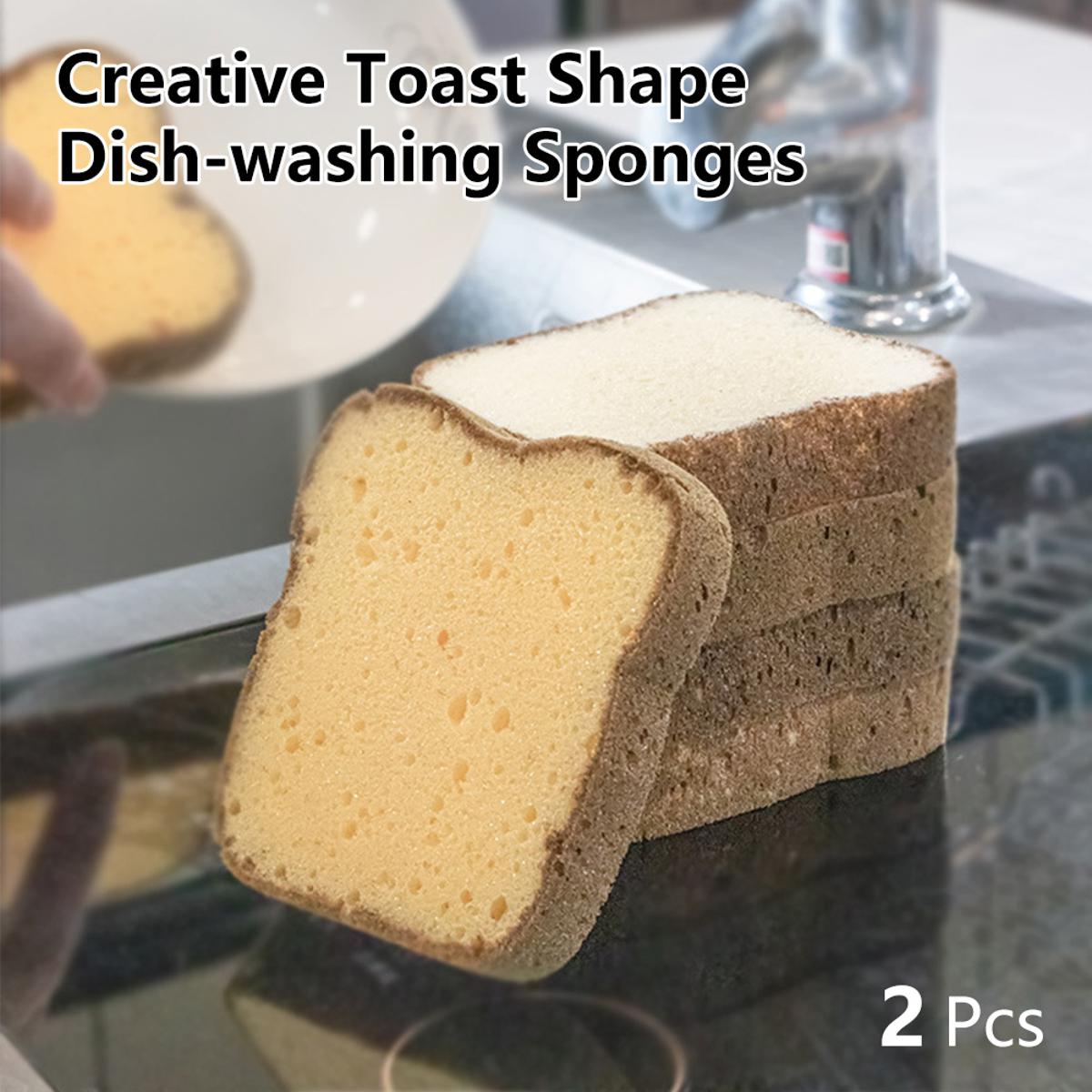 Creative Toast Shape Dish-washing Sponges Washable Scrubber Tools for Pots  Dishes Kitchen Accessories Household Cleaning Gadget