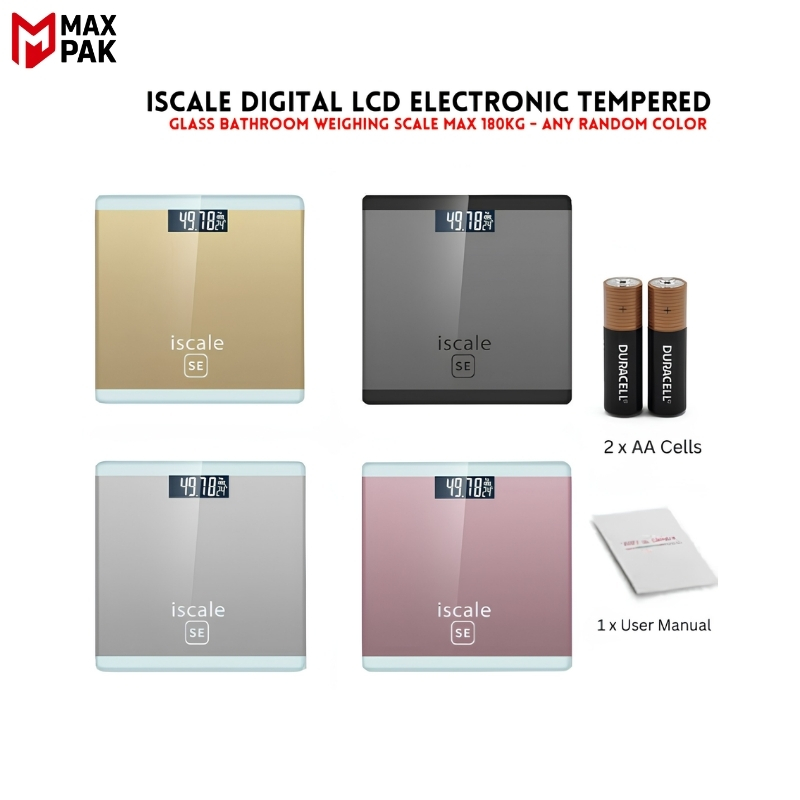 Upto 180kg iScale Weight Machine - Digital Heavy Duty Electronic Weighing Scale with Dual LED Display - Heavy Electric Weight Machine With Durable Steel Quality - For Home & Personal Use - Black/Golden/Pink/Silver
