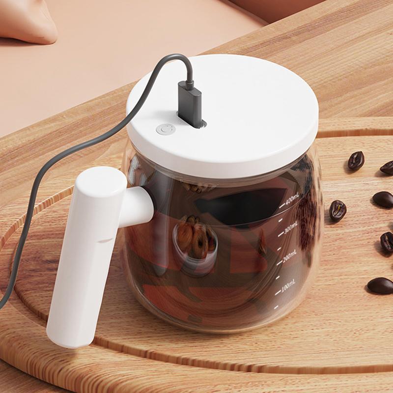 Self Stirring Coffee Mug, Glass Electric High Speed Mixing Cup, Automatic Mixing Mug Rotating, 400ml Battery Powered Stirring Cup to Stir Coffee/Milk/Protein Powder at Desk