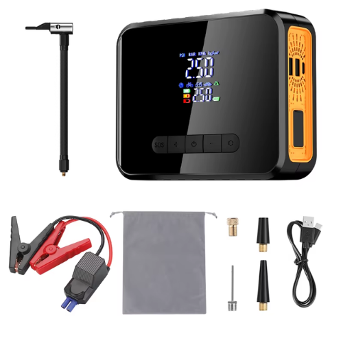 CX‑319 12 V 8000 mAh Portable Car Jump Starter Power Bank USB Air Pump & Flashlight Black