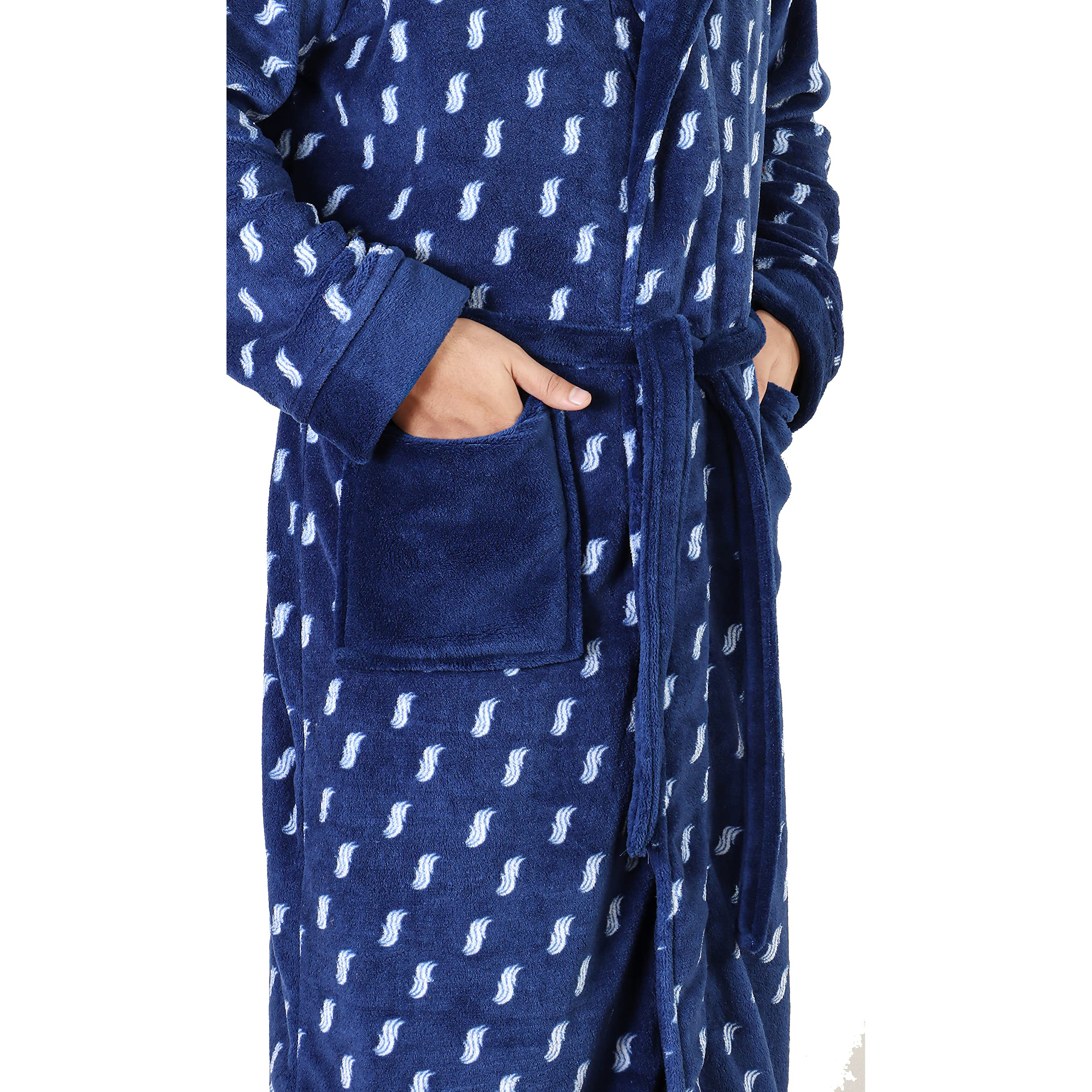 Fast Forward Mens Hooded Fleece Robe - Plush Long Printed Bathrobes