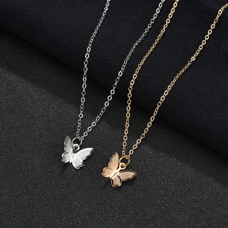 Golden / Silver Never Fade Butterfly Necklace Pendant Cute Necklaces Long Chain Jewellery For Girls | Korean Jewellery  Butterfly Necklace | New Design | Trending Design | Never Fade | Beautiful Necklace For Girls / Women
