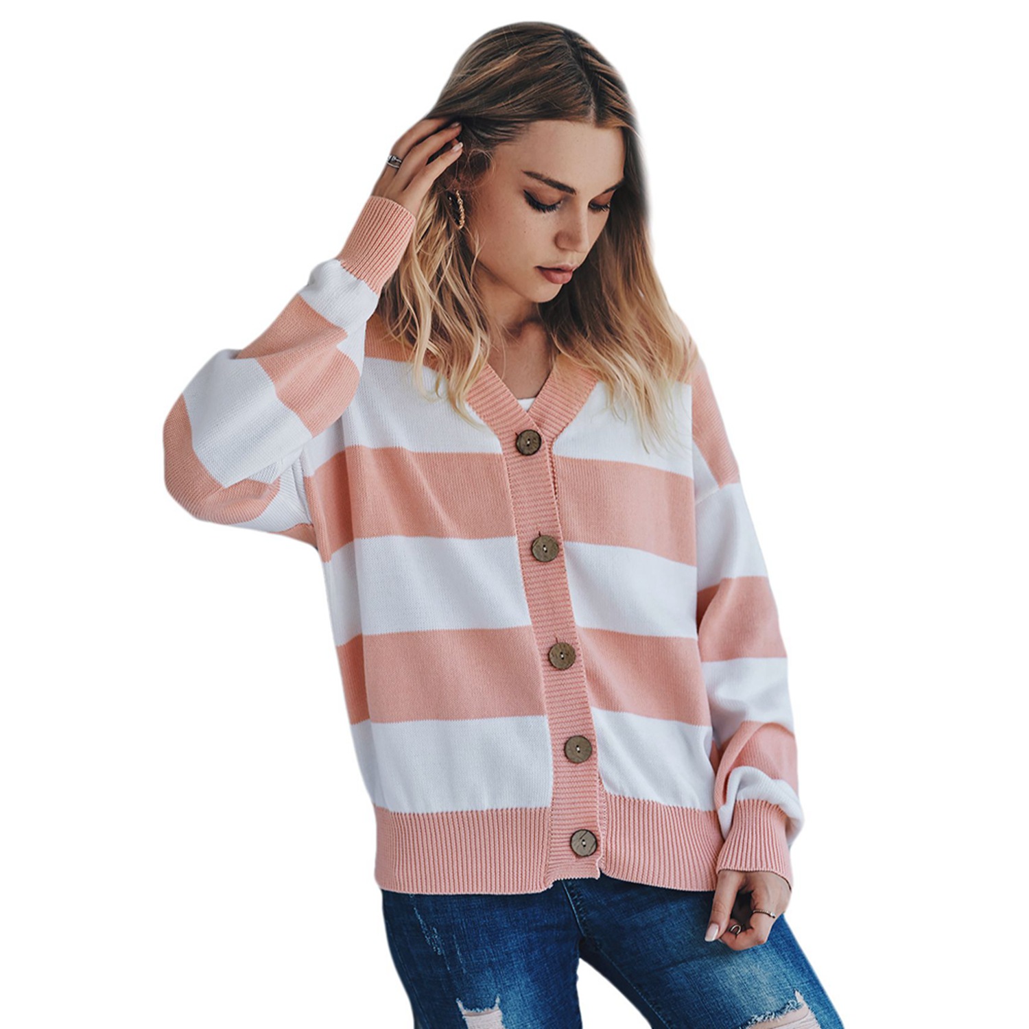 striped womens cardigan