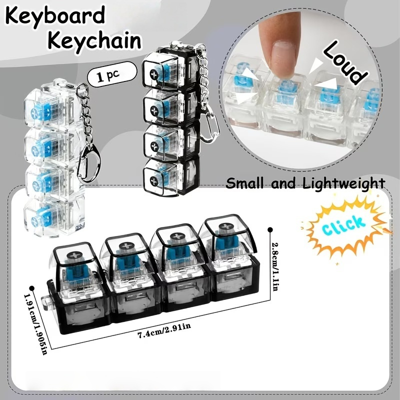 4 Button Fingertip Keyboard Keychain RGB Keyboard Fidget Toy with Lights for Stress Relief Decompression Calming Accessories