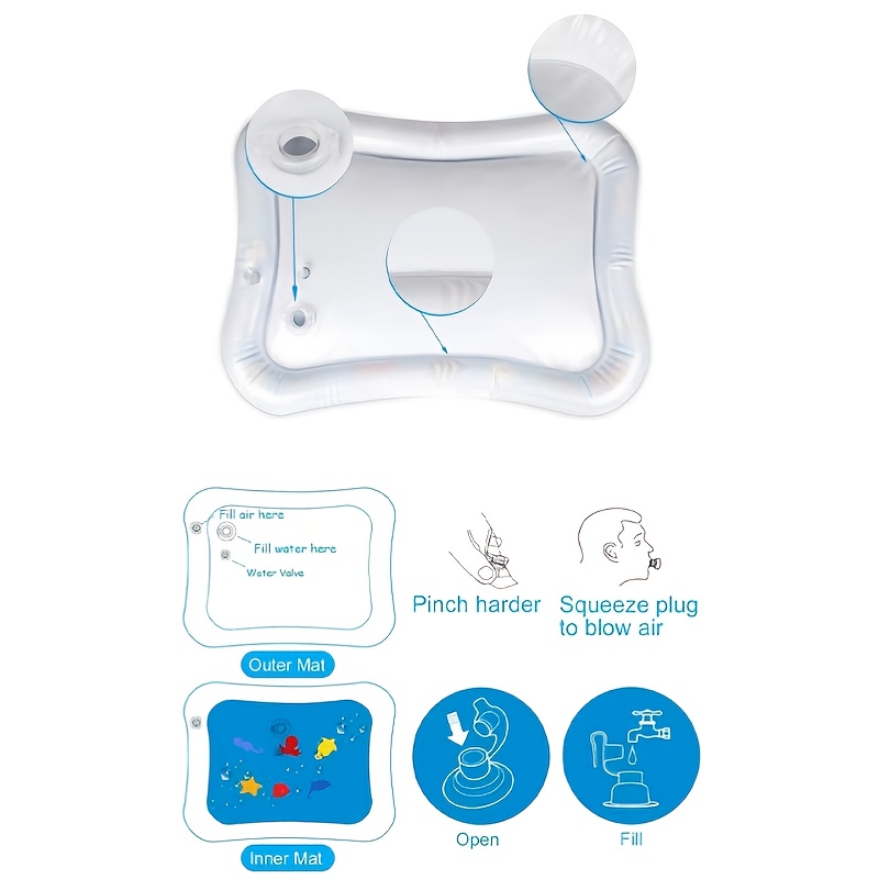 Baby Play Water Mat Inflatable Cushion Infant Toddler Thicken Toddler Activity Play Center PVC Water Mats for Baby Kids Toys