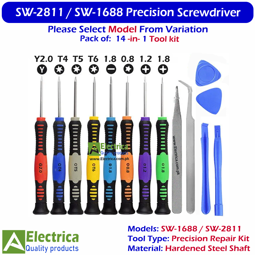 SW-1688 / SW-2811 Precision Screwdrivers Mobile Repairing Tool Kit Mobile Phone Laptop Electronics Opening Disassemble Mobile hand tool by Electrica
