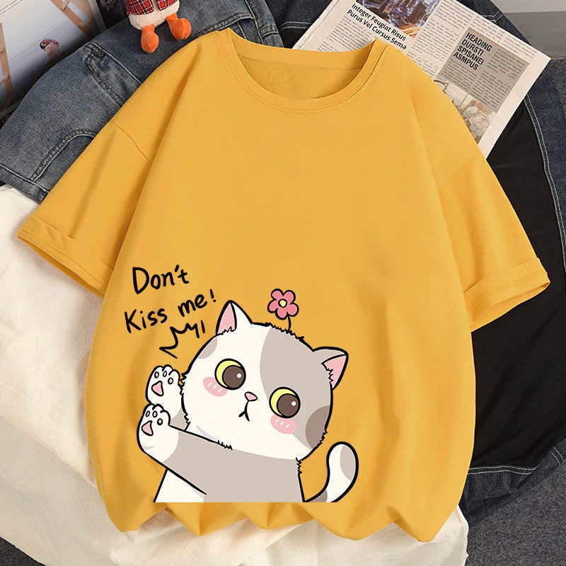 T shirt For Girls and Women's NEW DONT KISS ME  Printed Casual Cotton t shirts For Ladies