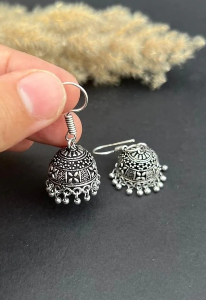 Silver Antique Style Golden Jhumki/Earrings For Girls & Woman