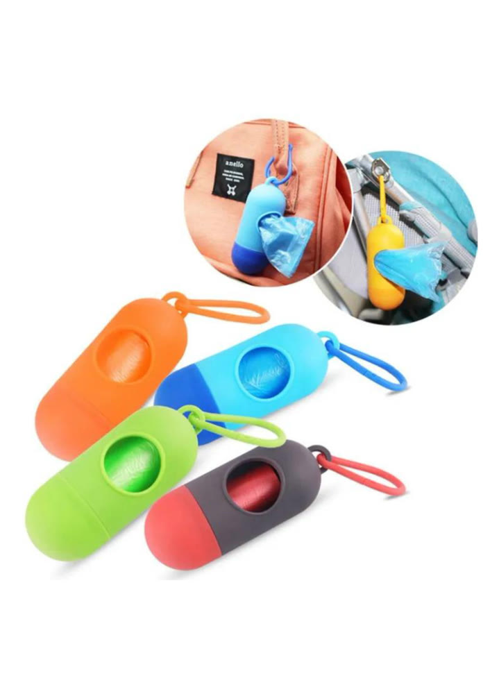 Portable Baby Diaper Bag Dispenser Kit | Includes 1 Dispenser + 3 Rolls Disposable Bags | Removable Box with Rope/Hooks for Nappy, Garbage, Rubbish