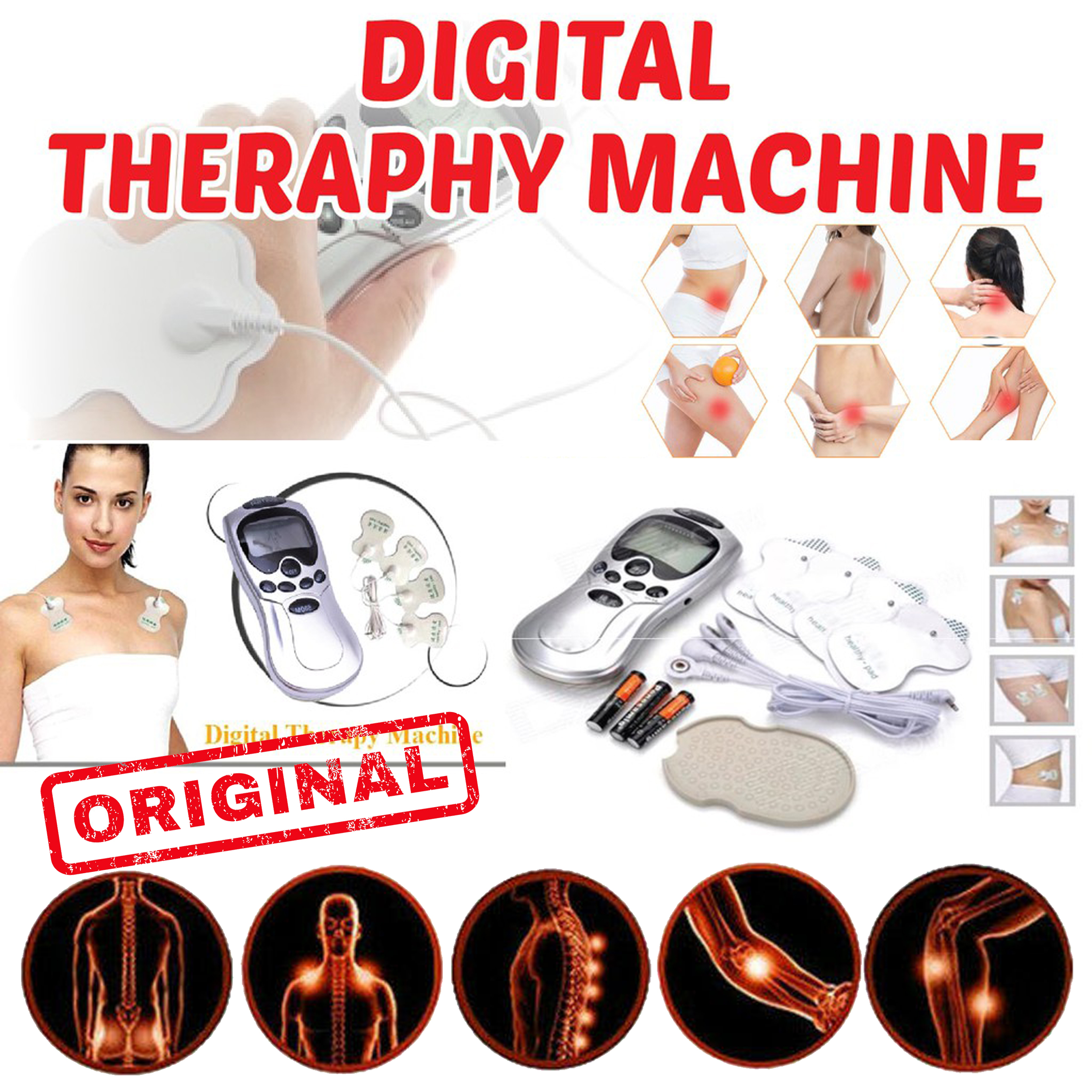 Genuine Body Massager - Pain Relief Acupuncture Digital Therapy Massage Machine - Portable Electric Massage Neck back Shoulder waist feet Handheld Body Massager - Full Body Blood Circulation Muscle Relaxation New Digital Slimming device