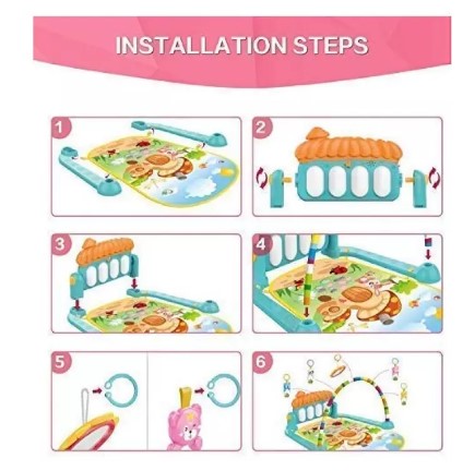 Huanger - 3 In 1 Newborn Baby Play Gym Piano Fitness Rack Mat - Activity Gym & Playmats