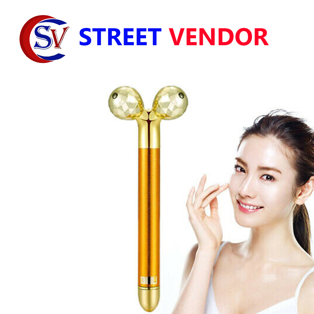 Face Massager Roller, 24k Golden Pulse Facial Roller 3d Electric And T