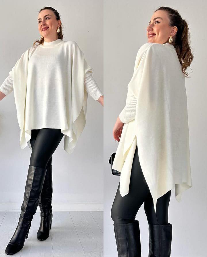 Plain Poncho Shawl Style Top Fleece Poncho For Women Winter