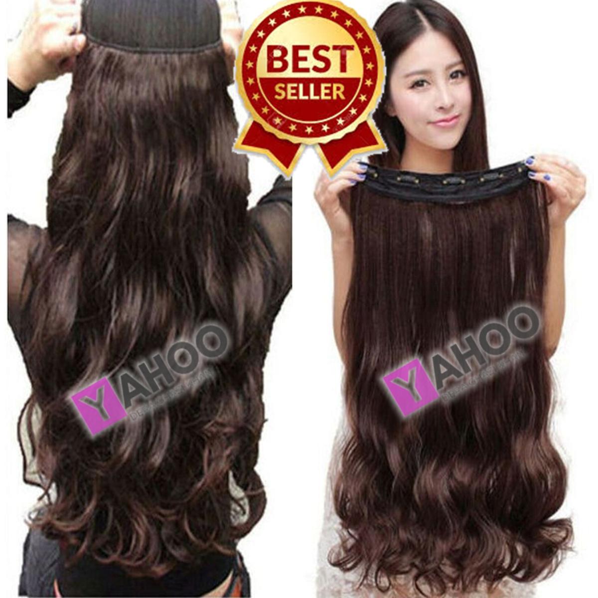 Hair Extension Natural Brown 29 Inch - Curly 5 Clips In Hair Extension For Her