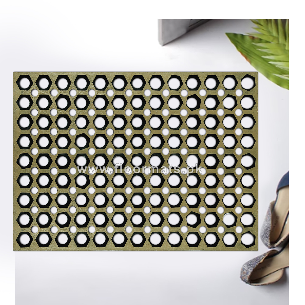 BOLT HEAD GOLDEN PRINTING ENTRANCE DOOR MAT 23 x 16 inch Daraz.pk