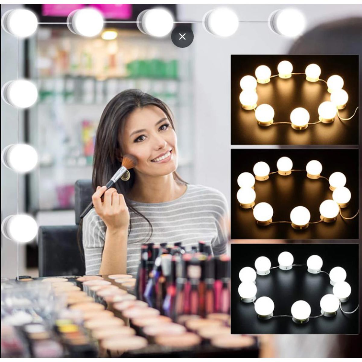 [High Quality] LED Bulb Mirror Lights Vanity Mirror Lamp Kit Lens Headlight Bulbs Kit (10 Bulbs) for Makeup Dressing Table Lighting Strip Hollywood Style LED Bulb Mirror Light Vanity Mirror Lamp Kit Makeup accessories a.one traders