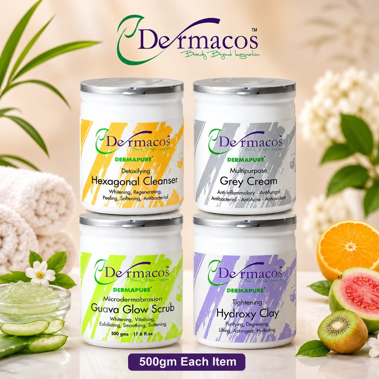 Facial Jars Combination-3 ( Each) Pack of 4 | Personal Care Set | 500ml