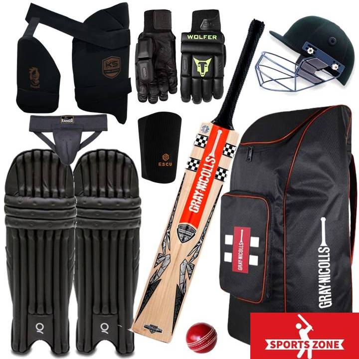 Complete Hard Ball Cricket Kit for 12 to 18 Years Old Boys Black