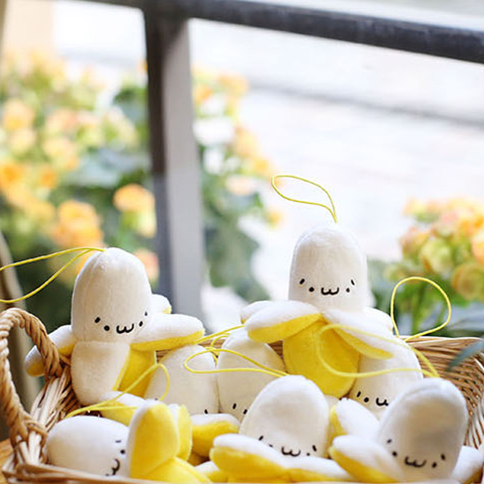 Yellow Kawaii Banana Plush Keychain Cute Banana Plush Cute Yellow