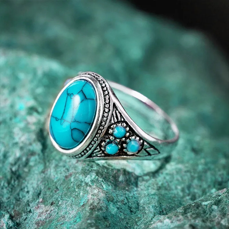 New Fashion Turquoise Engagement Ring For Men Vintage Fine Jewelry Hot Sale Party Jewelry