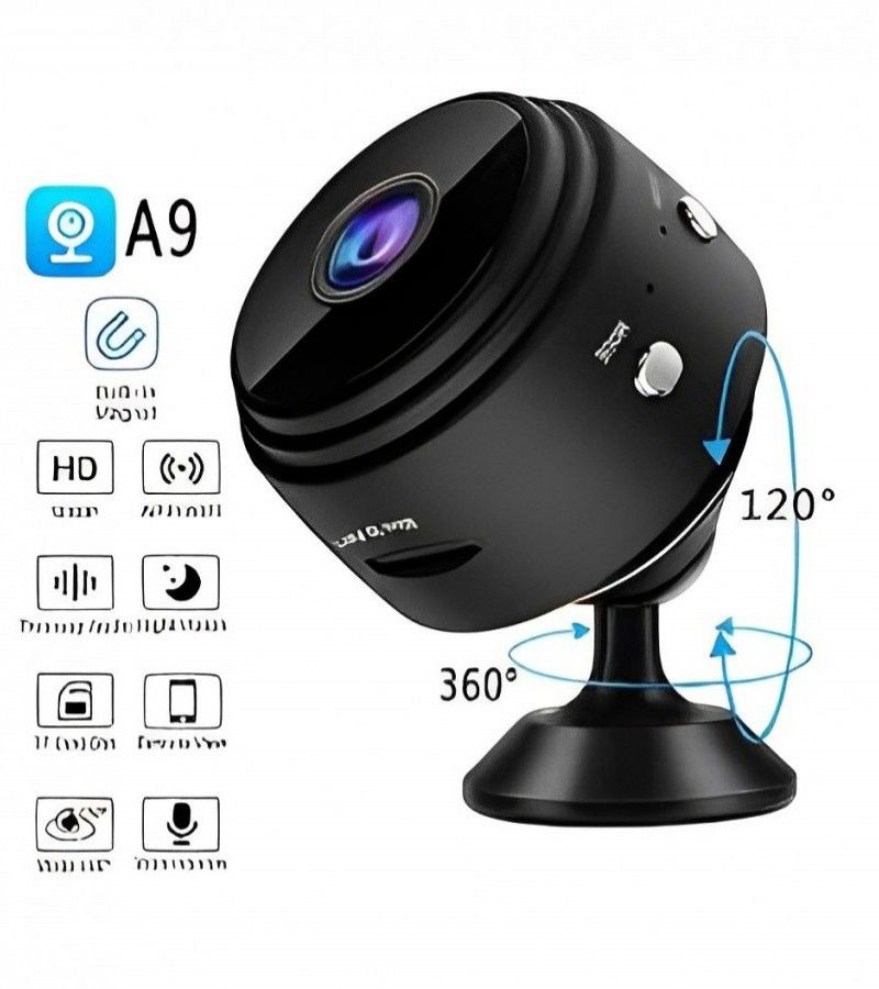 A9 Mini HD 1080P Wireless Security Camera with WiFi – Infrared Night Vision CCTV Camera with Motion Detection, 1200mAh Battery & Easy Installation – Home Security IP Camera