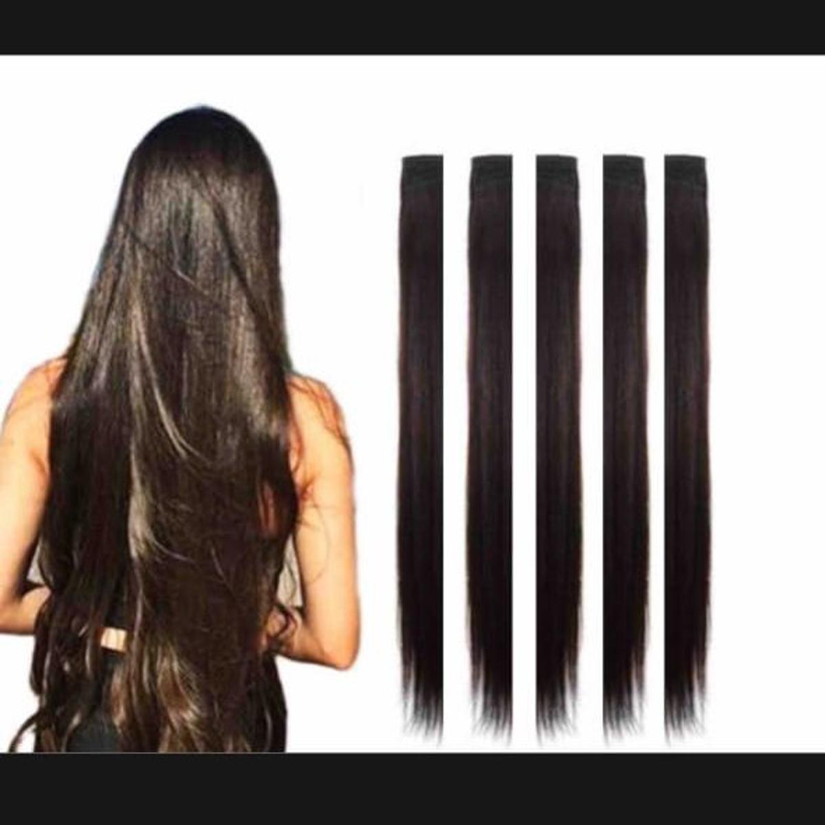 6 pieces Dark brown single clip hair extension for girls