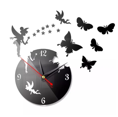 3D Fairy Clock with Butterflies and Backlight - Wall Decor for Kids' Rooms