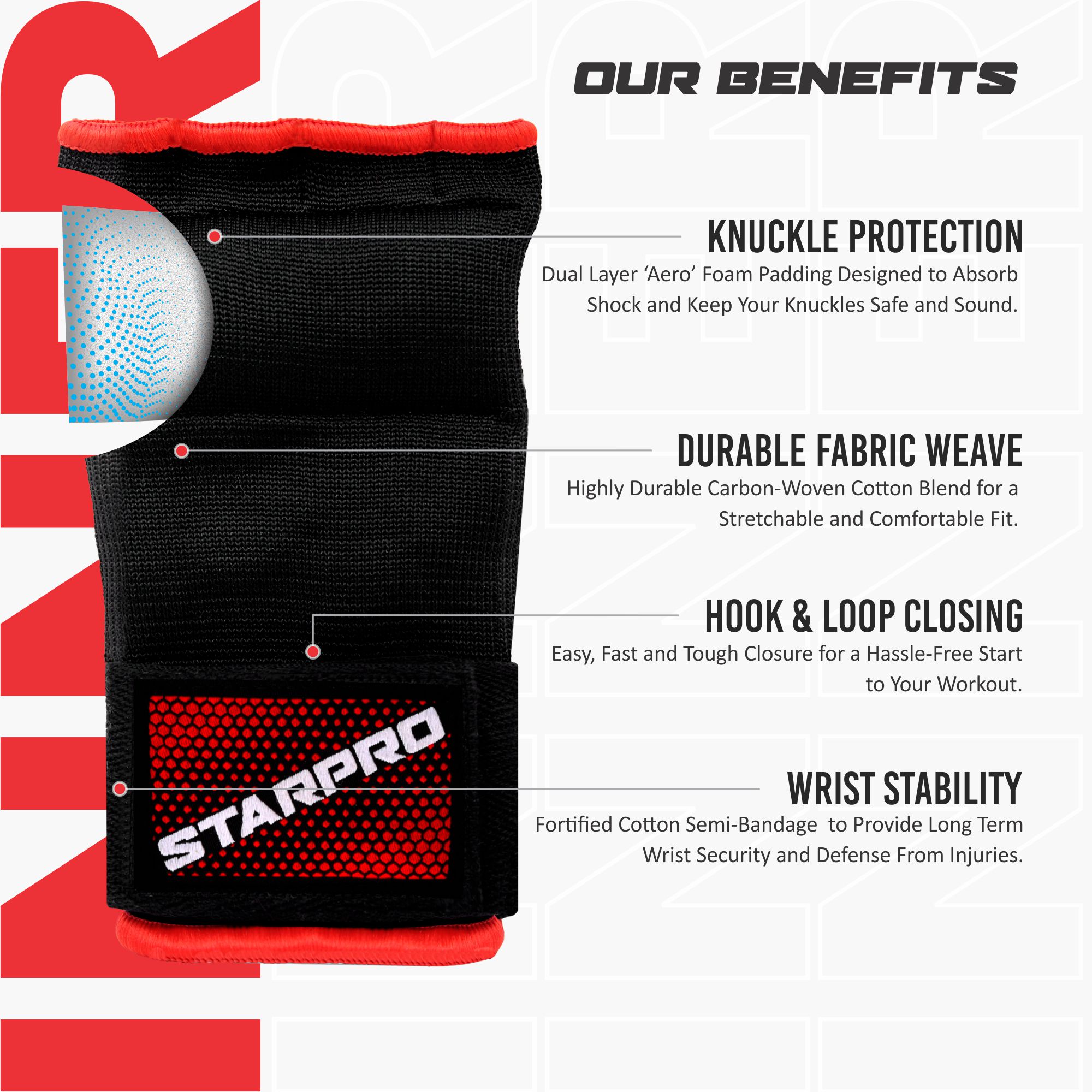 Starpro Boxing Wraps - Boxing Patti for Men - Hand Wrap Bandages For Kickboxing & Martial Arts Patti