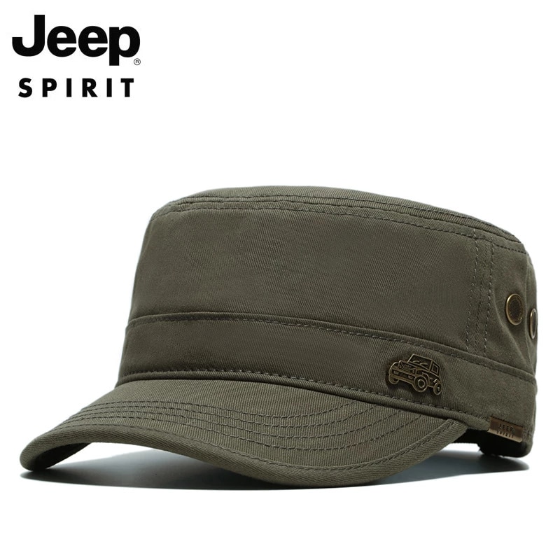 Army Style Jeep Cap for Fashion and Sun Protection-Fashion Men Women Military Style Jeep cap-Jeep Fashion Flat Cap Sun Hat Military Style Unisex Baseball Cap Sport