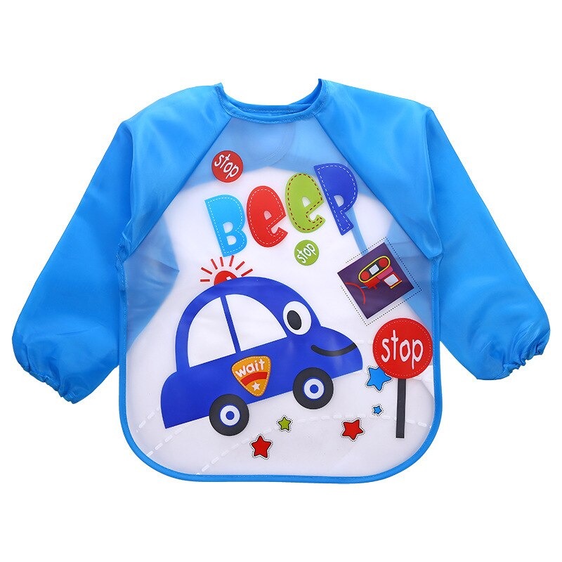 New Waterproof Feeding Baby Bibs Bandana Cute Full Sleeved plastic Bibs for Baby Girl Saliva Boy Burp Cloths Baby Self Feeding Cartoon Long Sleeves Printed Kids Eating feeding Apron