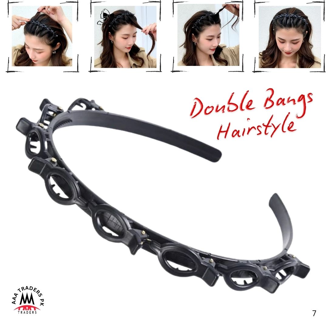Double Bangs Hairstyle Hairpin Headband for Women Lady Hollow Braid Woven Bangs Clip HairBand Wedding Bride Hair accessories