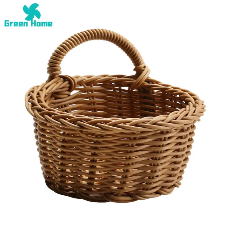 Green Home Rattan Storage Basket Easy to Clean Wide Mouth